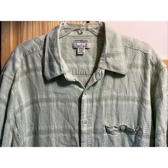 Ron Chereskin Men’s Green XXL Linen Rayon Short Sleeve Hawaiian Shirt Outdoor - Picture 4 of 10